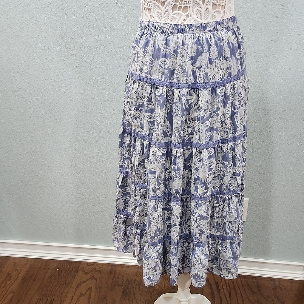 Garnet Hill Tiered Floral Skirt See Measurements